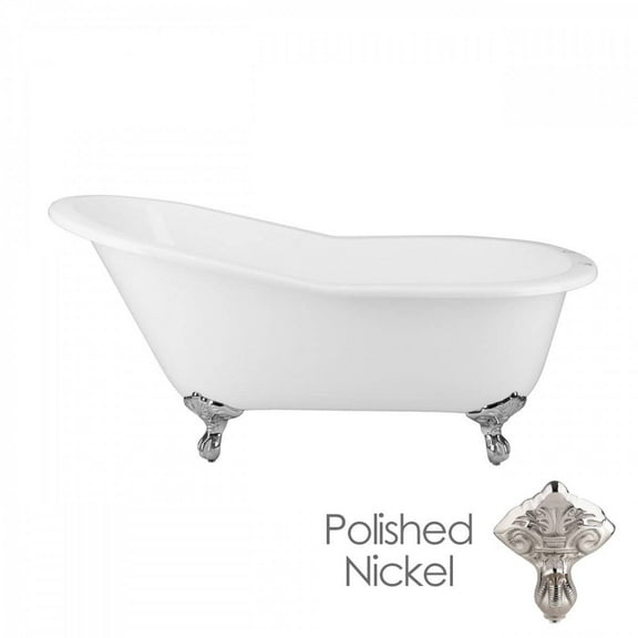 Mila 67 Inch Vintage Cast Iron Slipper Clawfoot Tub - Rim Faucet Drillings