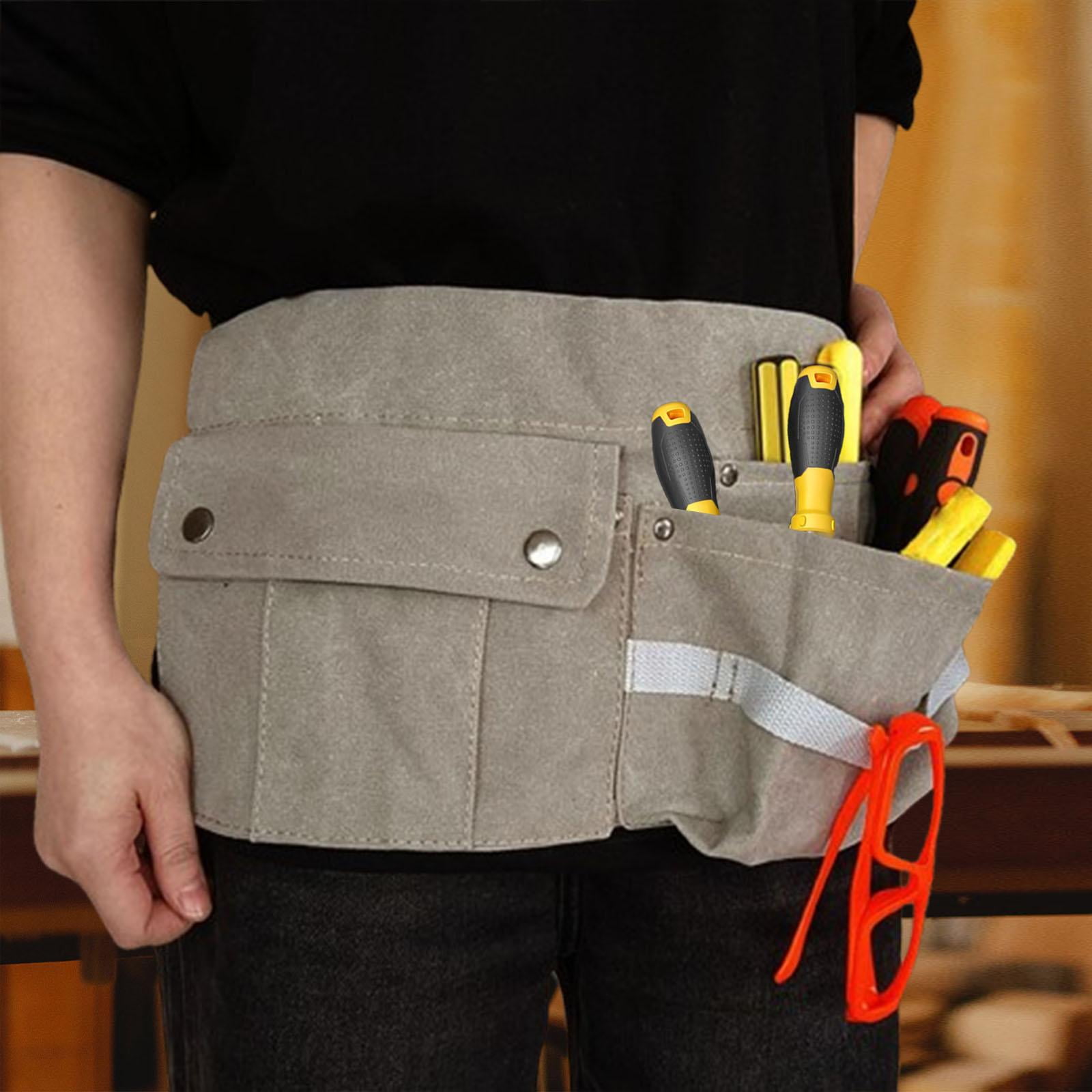 simhoa Tool Waist Bag Portable Tool Bag Large Capacity Canvas Waist Pocket Belt Waist Bag Tools Organizer for Electricians Builders Gray