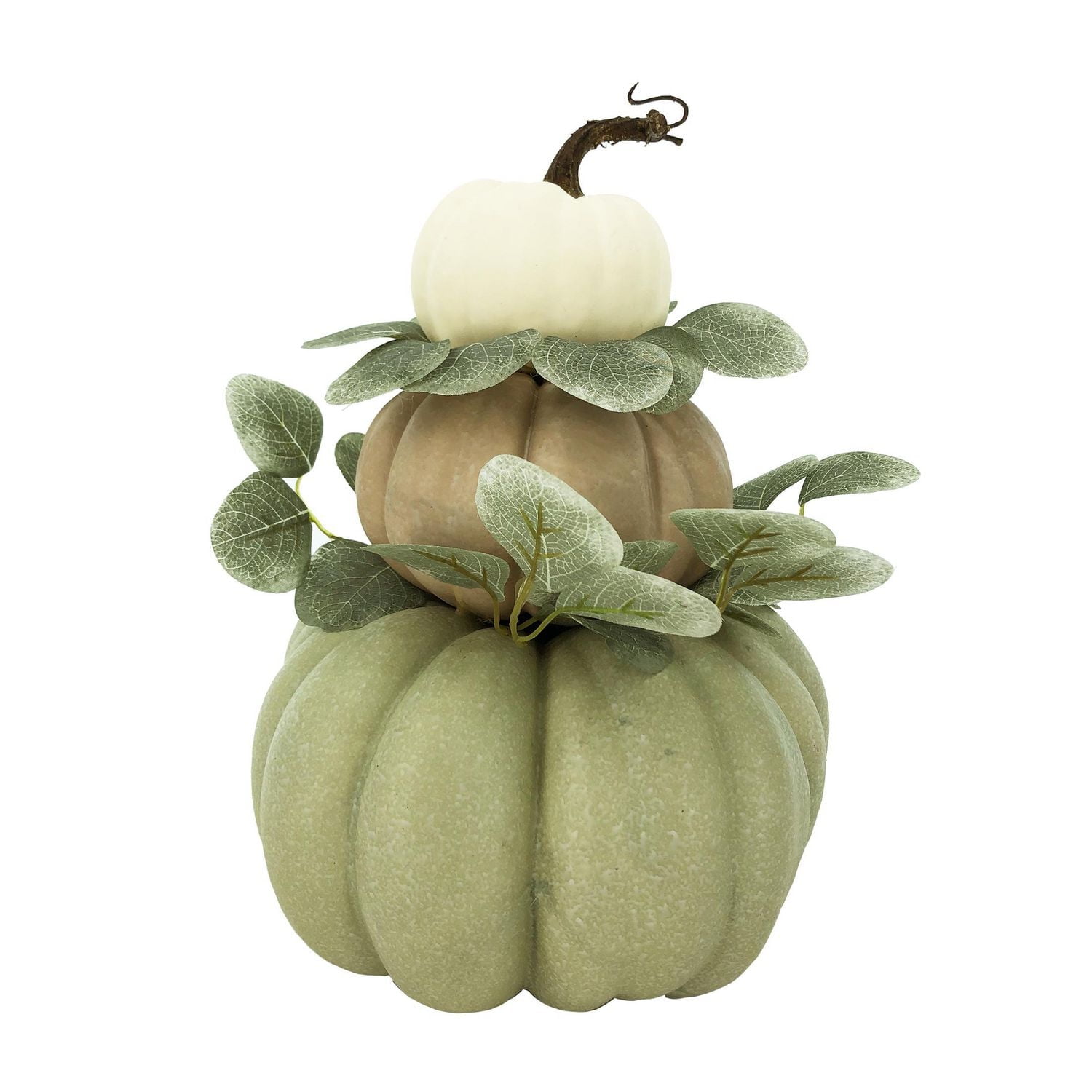 Way to Celebrate Harvest Cream & Green 14" Pumpkin Stack Decoration