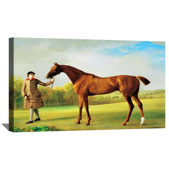 George Stubbs Paintings Sporting Art Print Lustre, Held By A Groom Canvas Art Framed Wall Art