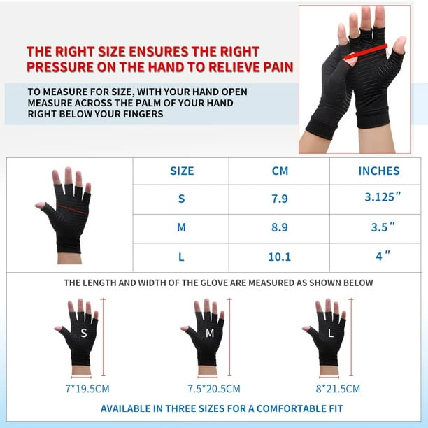 Copper Compression Arthritis Gloves High Copper Infused Compression Gloves  for Women and Men Pain and Healing for Arthritis 