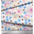 thumbnail image 3 of Soimoi Blue polyester Crepe Fabric Floral Decor Fabric Printed BTY 42 Inch Wide, 3 of 3