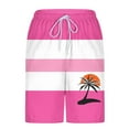 thumbnail image 4 of QQAMB Men Shorts Plus Size Elastic Waisted Strip Printed Palm Graphic Printed Summer Loose Comfy Shorts with Pocket Hot Pink XL, 4 of 5