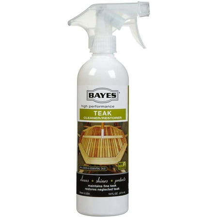 Bayes High Performance Teak Cleaner & Restorer - Cleans, Shines, and Protects - Maintains Fine Teak and Restores Neglected Teak - 16 oz (1-Pack) (Best Way To Clean Teak)