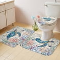 thumbnail image 2 of Teal Sea Turtle Coastal Bath Mat 3 Piece Bathroom Rug Set, Retro Ocean Summer Beach Coral Non Slip Bath Rug Contour Mat and Toilet Lid Cover, Absorbent Shower Mats Soft Bath Rugs and Mats Sets, 2 of 8