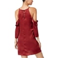 thumbnail image 2 of Juniors' Cold-Shoulder Shift Dress Wine XS, 2 of 2