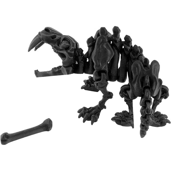 PowerTRC 3D Printed Skeleton Sabertooth Tiger – Prehistoric Collectible Articulating Dinosaur 3D Figurine Desk Decoration for Teens and Adults, Made in USA