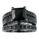 thumbnail image 4 of Compromiso 2 en 1 Set Boda Mujeres Plata Anillo Negro Anillo Vintage Anillos, 4 of 4