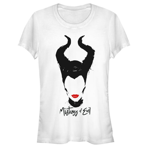 Junior's Maleficent: Mistress of All Evil Lips No Eyes Graphic Tee White Large