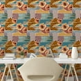 thumbnail image 2 of Ambesonne Autumn Peel & Stick Wallpaper for Home, Watercolor Dahlia Pattern, 13"x36", Pale Blue Grey and Orange, 2 of 5