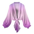 thumbnail image 3 of Htigea Chiffon Cardigan for Woman Long Sleeve Open Tie Front Shrug Tops Lightweight Short Swimwear Cover Ups Purple XL, 3 of 7