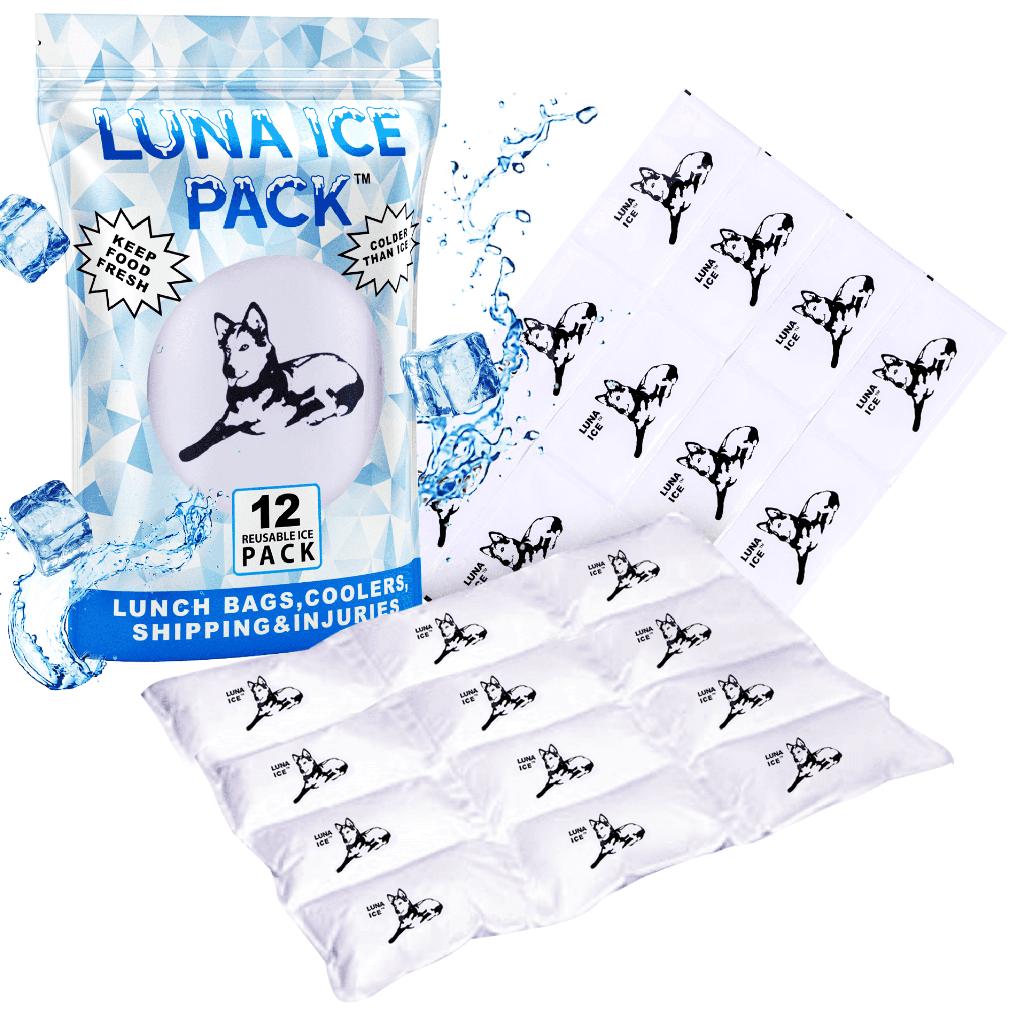 Luna Ice Gel Ice Packs Dry Ice for Shipping Frozen Food, Lunch Bags