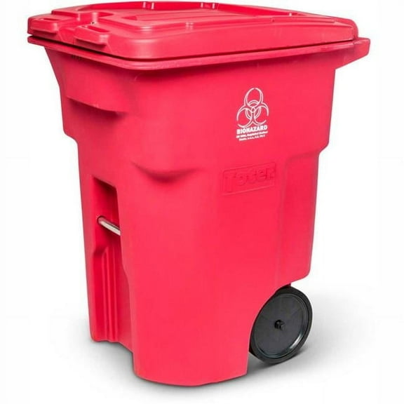 96 gal 2-Wheel Medical Waste Cart, Red