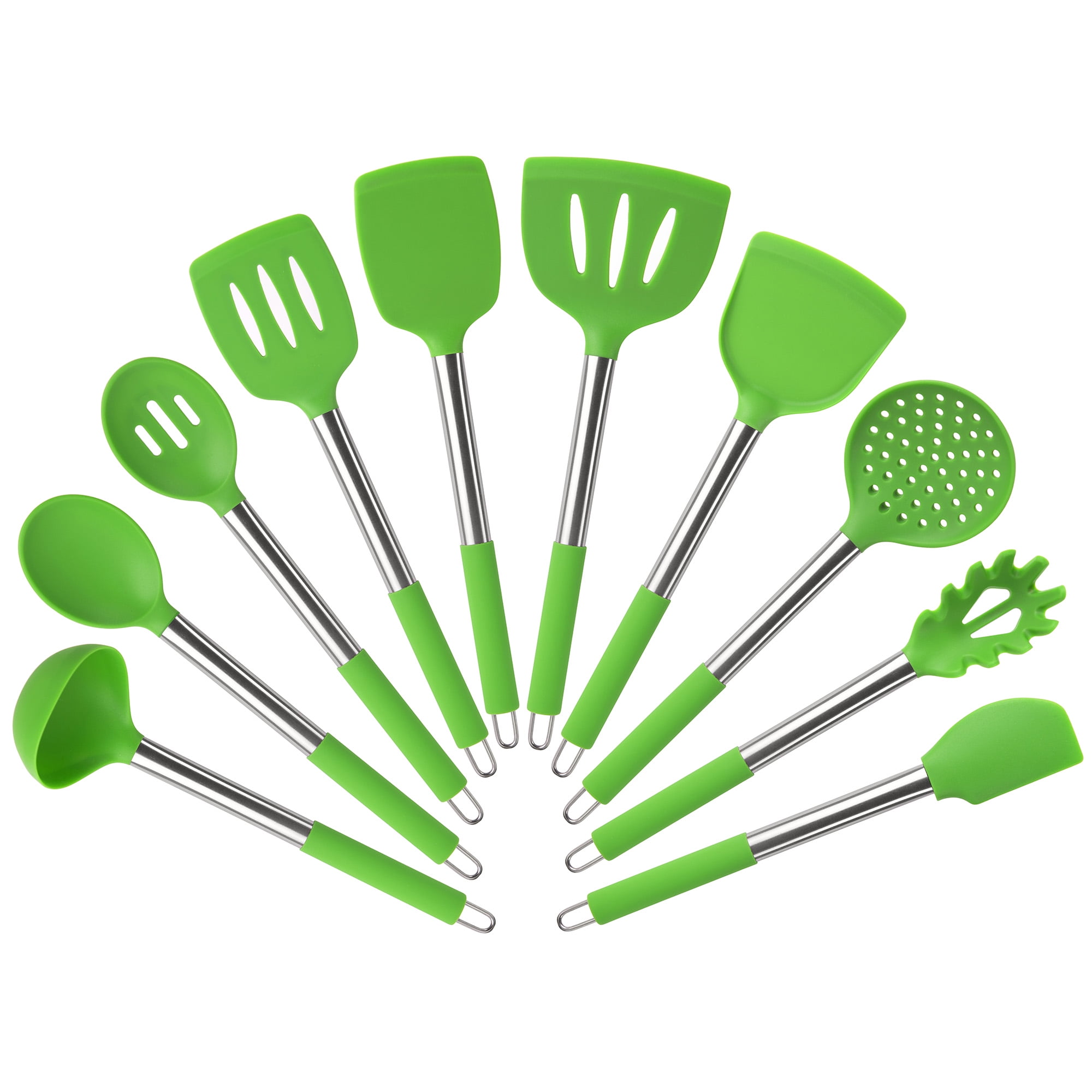 Mainstays 10 Piece Silicone Utensil Set Summer Lime