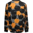 thumbnail image 4 of Chandail en Molleton Citrouille Chat pour Femmes Halloween Col Rond Chandail Manches Longues Hauts Décontractés Amples, 4 of 5