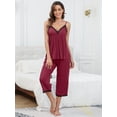 thumbnail image 3 of Women's Casual Modal Pajamas Sets Lace Trim Cami Tops Long Pants Sleepwear, 3 of 6