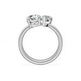 thumbnail image 2 of 1.00 Carat Excellent Round & Pear Cut Natural Diamond Beautiful Bridal Two Stone Ring for Bride Solid 18K White Gold Size 5, 2 of 8