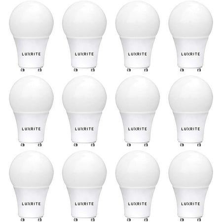 12-Pack GU24 LED A19 Light Bulb, Luxrite, 60W Equivalent, 2700K Soft White, Dimmable, 800 Lumens, LED GU24 Bulb, 9W, Enclosed Fixture Rated, UL Listed, Perfect for Ceiling Fans and Outdoor (Best Light Bulbs For Outdoor Fixtures)