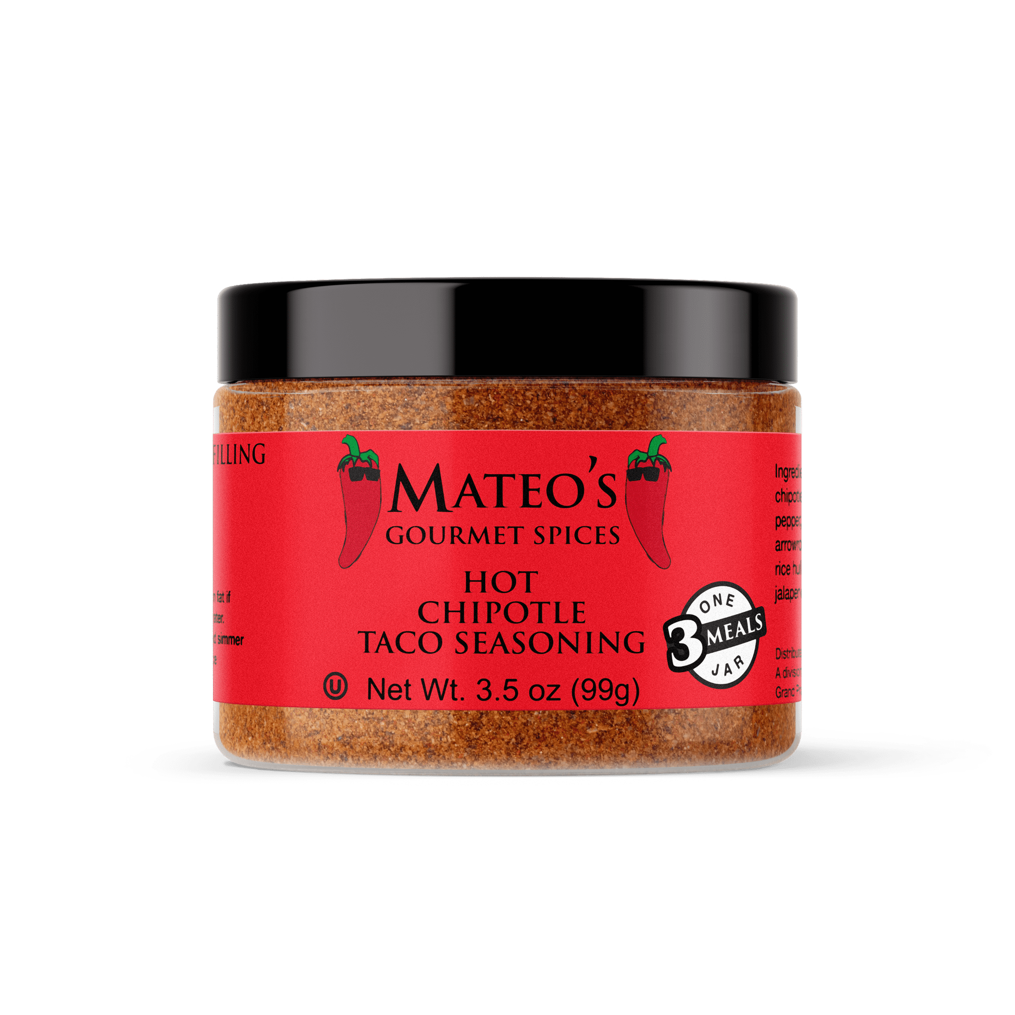 Mateos Brand Hot Chipotle Taco Seasoning Mix (3 Meals), 3.5 oz