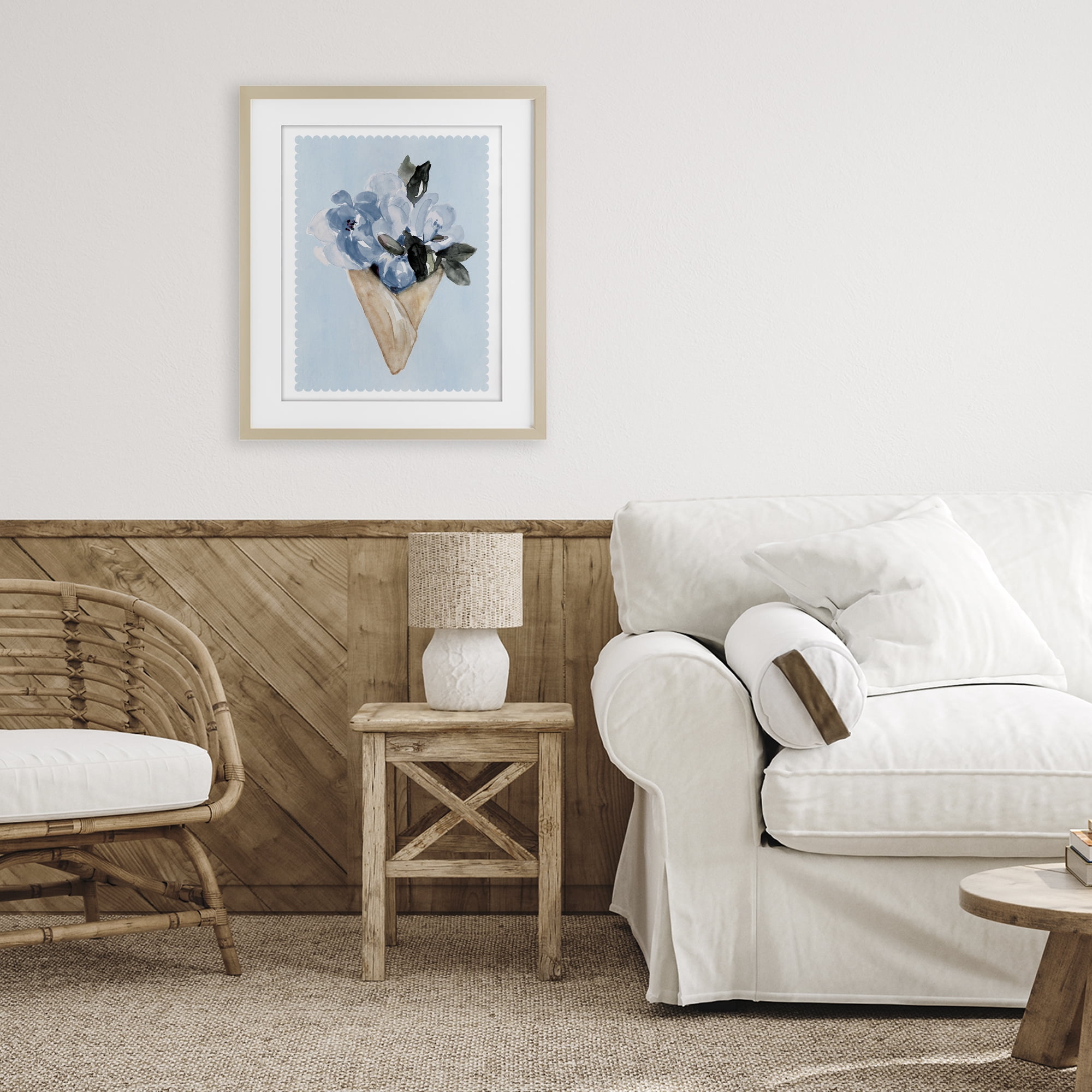 Stupell Industries Blue Flower Gift Bouquet Birch Framed Print Under Glass, design by Elizabeth Medley