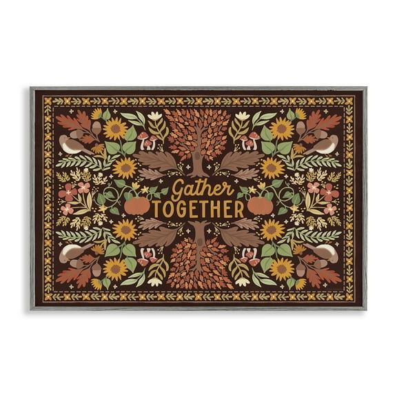 Stupell Industries Gather Together on Brown Landscape Painting Gray Framed Art Prints Wall Art, 24 x 16