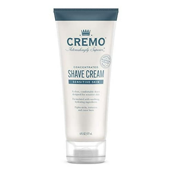 Cremo Barber Grade Sensitive Shave Cream, Astonishingly Superior Smooth Shaving Cream Fights Nicks, Cuts and Razor Burn, 6 Fl Oz