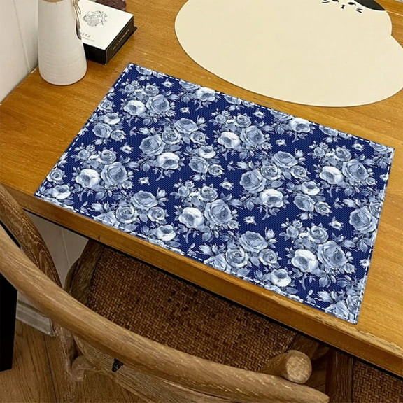 Nkmbld Kitchen Table Mats Blue and White Porcelain Pattern Dining Table Placemats Farmhouse Table Mats Party Kitchen Dining Decoration