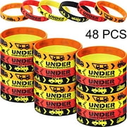 48 Pieces Construction Zone Party Favors Rubber Bracelets for Kids Construction Birthday Party and Construction Themed Supplies Construction Themed Silicone Wristbands