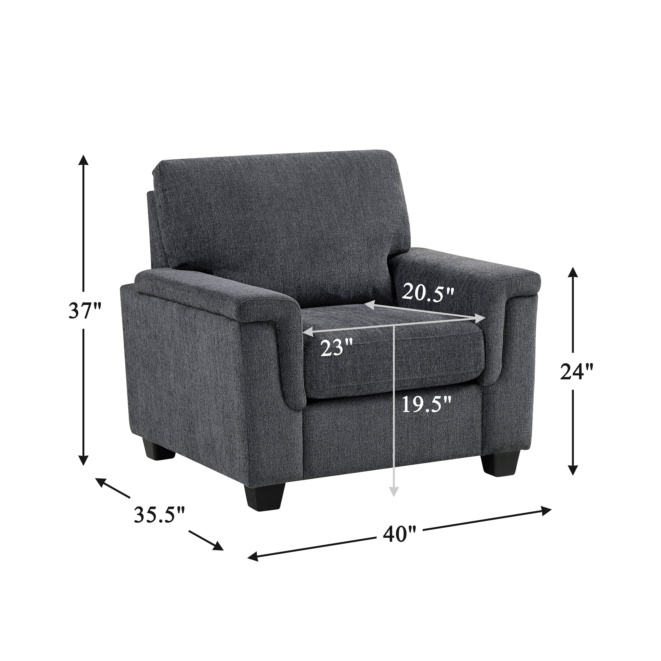 OakvillePark Sylvanora Chenille Arm Chair, Dark Gray