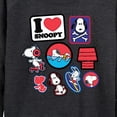 thumbnail image 3 of Peanuts - I Heart Snoopy Patches - Women's Lightweight French Terry Long Sleeve Shirt, 3 of 6
