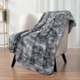 thumbnail image 6 of PAVILIA Faux Fur King Bed Blanket Tie-Dye Grey, Soft Fuzzy Warm Sherpa Blanket for Bed, Fluffy Plush Thick Fleece Blanket for Couch Sofa, Reversible Furry Shaggy Large Blanket, Grey 90x108, 6 of 7