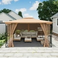 thumbnail image 5 of LAUSAINT HOME Patio Gazebo 13'x11',Heavy Duty Gazebos Shelter Party Tent with Double Roofs, Mosquito Nettings for Backyard, Garden, Lawn,(Khaki), 5 of 11