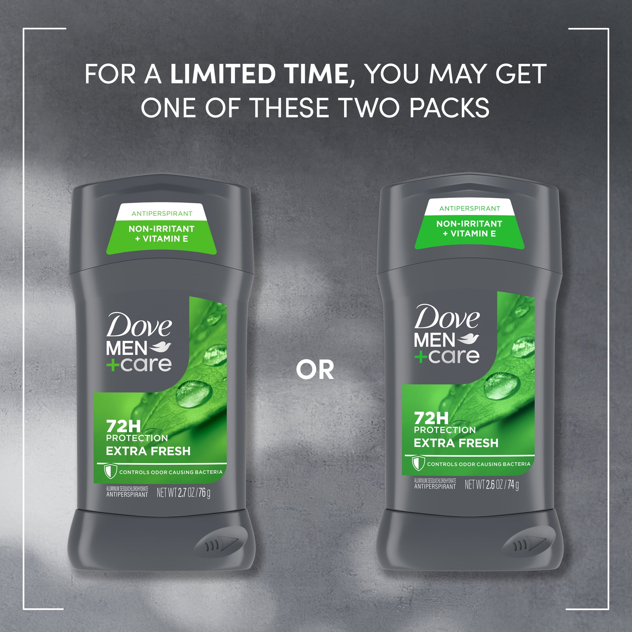 Dove Men+Care Men's Antiperspirant Deodorant Stick With 72-hour Sweat & Odor Protection Extra Fresh With 1/4 Moisturizing Cream & Long-lasting Citrus Scent , 2.6 oz
