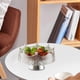 thumbnail image 5 of Bandeja para aperitivos con base para frutero, centro de mesa, práctico y multiusos para el hogar. Blanco y Plata, 5 of 7