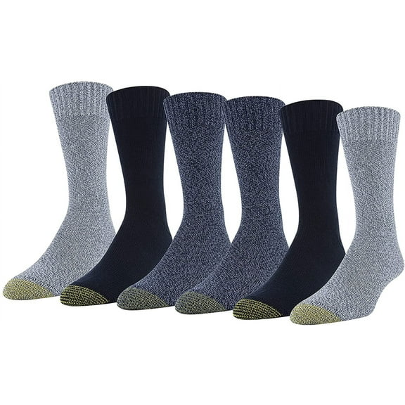 Gold Toe Mens Hudson Crew Socks, Multipairs Large Chambray/Midnight/Denim 6-pairs