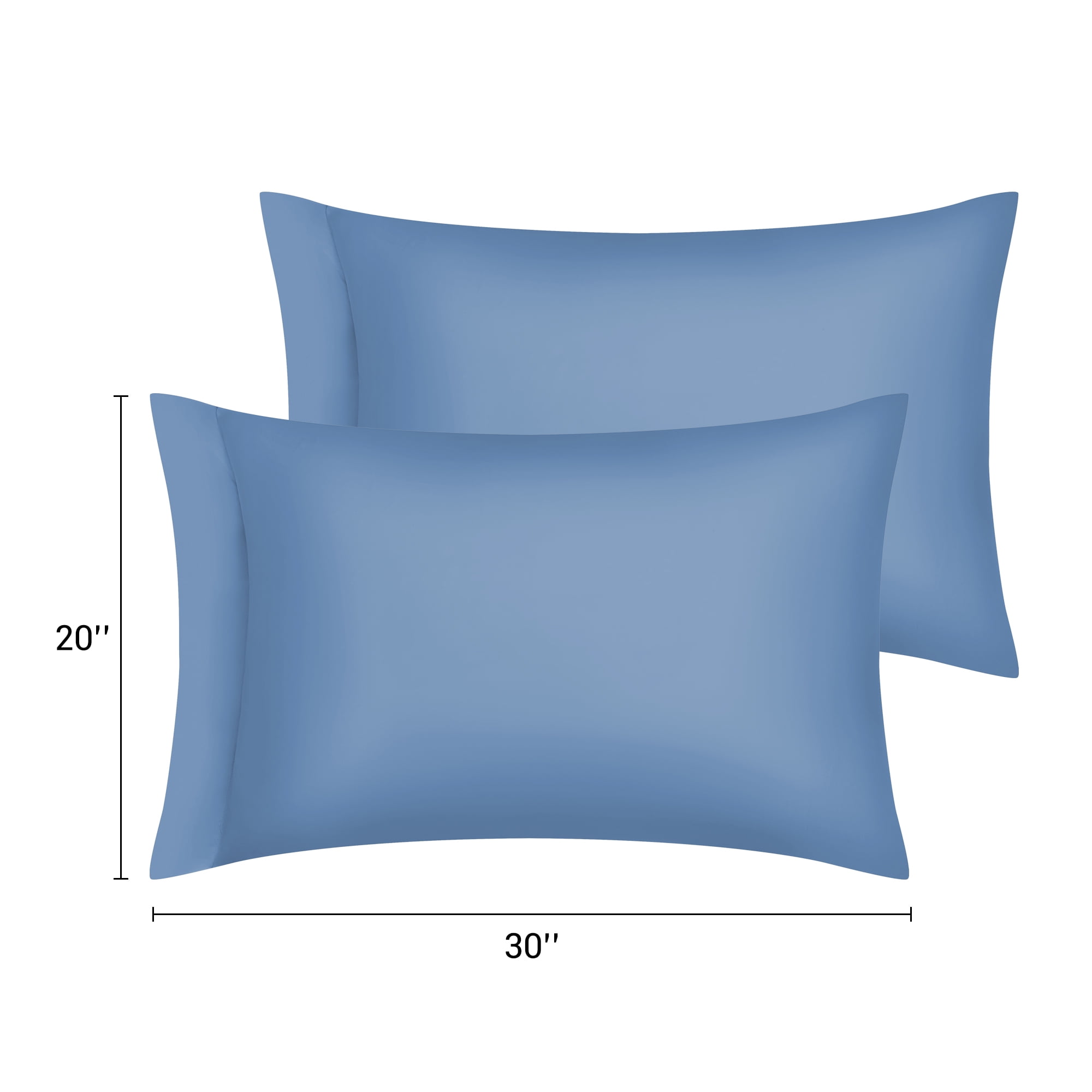 Unique Bargains Satin Pillow Cases Set of 2 Cooling Pillow Covers Queen Navy Blue