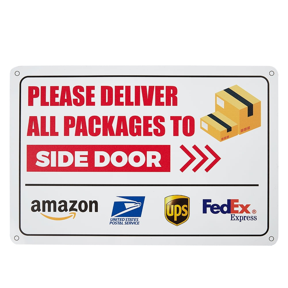 Large Leave Packages & Deliveries Here Sign Rust Free Aluminum UV Ink