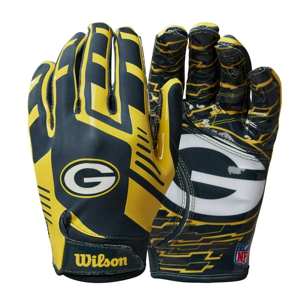 Guantes de fútbol Wilson NFL Stretch Fit para adultos Green Bay Packers