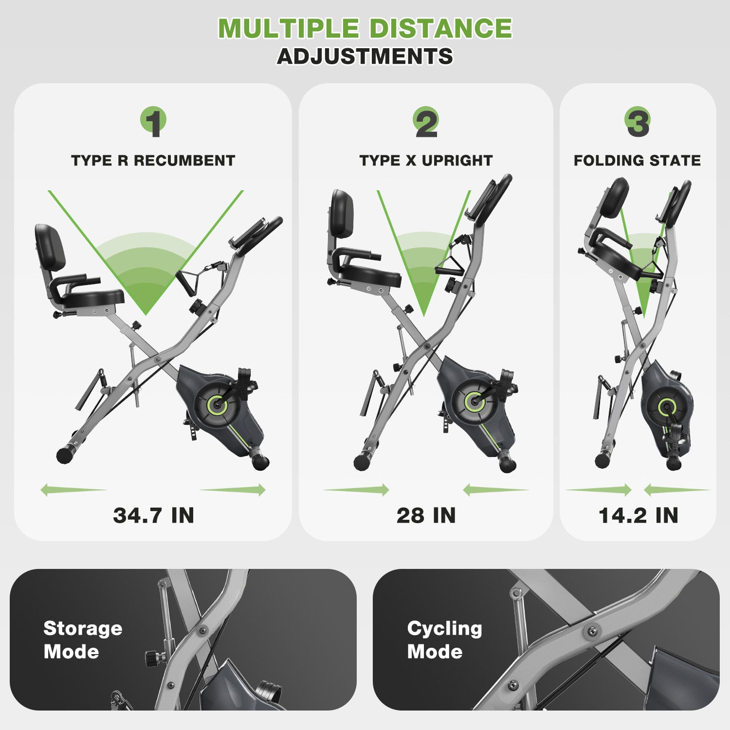 5-in-1 Folding Exercise Bike,Magnetic Cycling Bicycle X Bike with 16 Levels of Resistance for Home Indoor Cardio Workout
