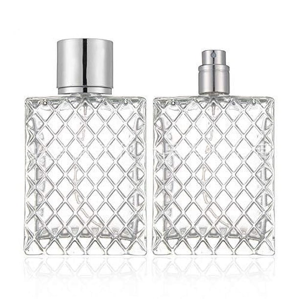 Juego de 2 atomizadores de niebla fina de vidrio de 100ml, rejillas cuadradas de vidrio vacías, atomizador de Perfume, botella con bomba de pulverización, botella recargable de viaje para lí