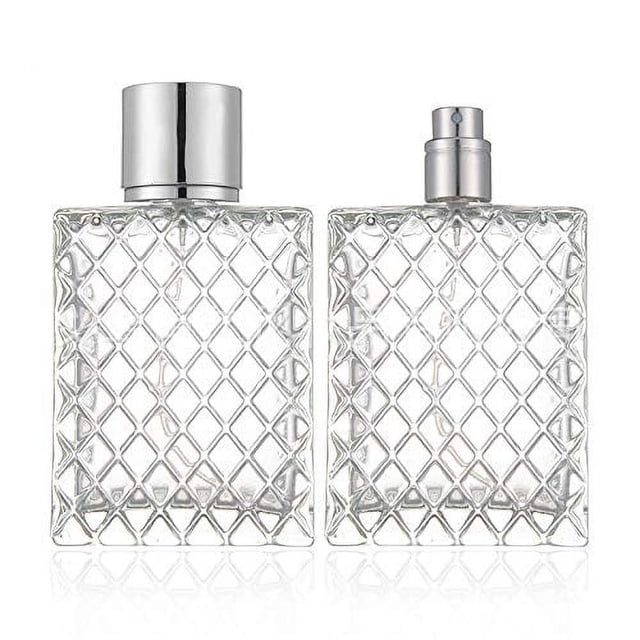Juego de 2 atomizadores de niebla fina de vidrio de 100ml, rejillas cuadradas de vidrio vacías, atomizador de Perfume, botella con bomba de pulverización, botella recargable de viaje para lí
