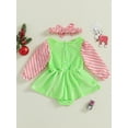 thumbnail image 3 of Suealasg  Baby Girls Christmas Clothes 3M 6M 12M 18M Infant Girls Spring Fall Romper Dress Newborn Girls Long Sleeve Stripe Patchwork Romper Dress Headband, 3 of 8