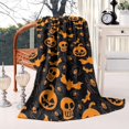 thumbnail image 2 of Halloween Pumpkins Bats Spiders and Skulls Blanket,Comfortable Soft Flannel Throw Blanket,All Season,Warm Lightweight Blankets for Sofa Bed Couch Living Room Chair,40"x50", 2 of 4