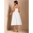 thumbnail image 2 of White Spaghetti Strap Sweetheart Neck Fit & Flare Midi Dress, 2 of 30