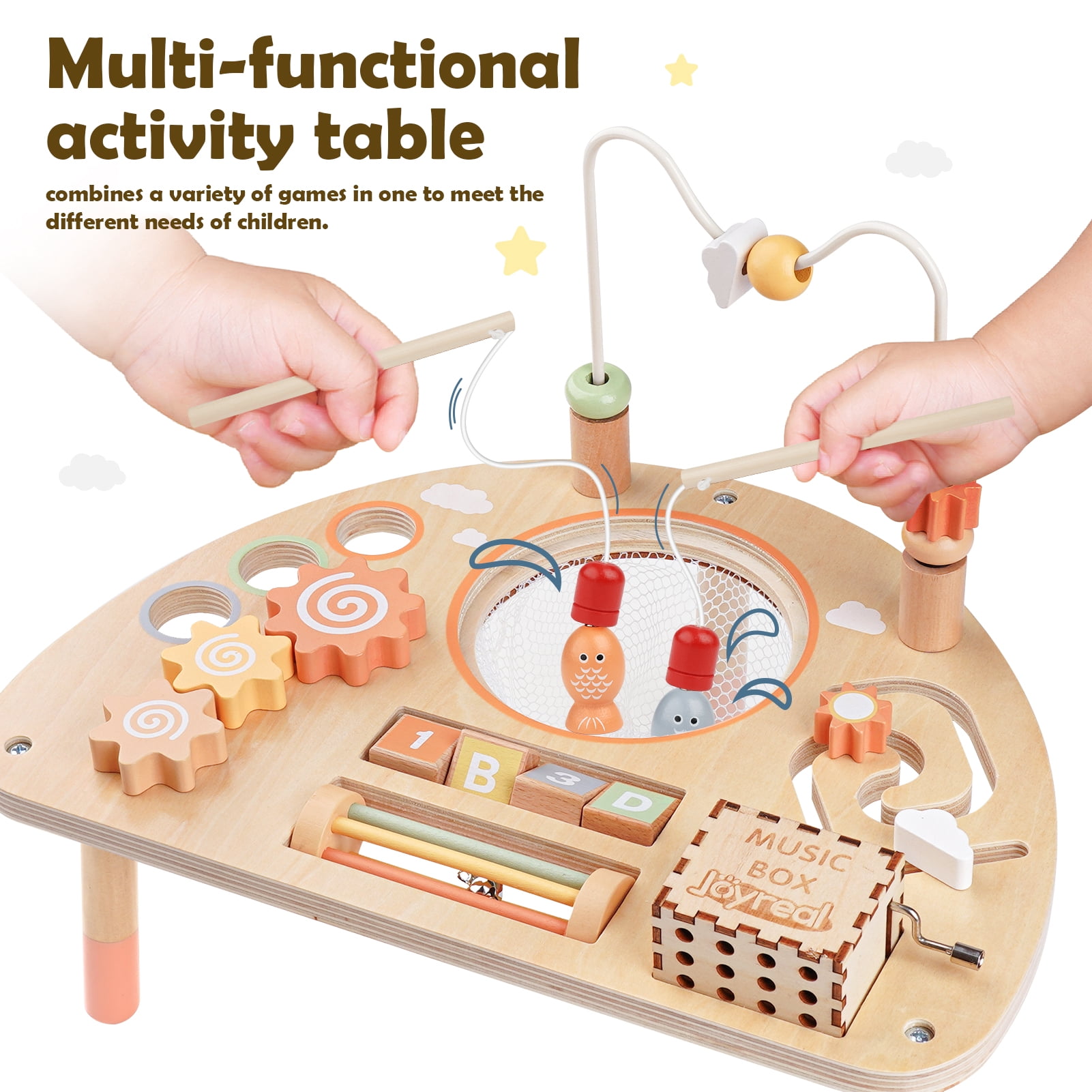 Vanplay 8-piece Wooden Sensory Play Table and Chair Set for Kids 18 Months and Up