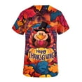 thumbnail image 5 of Xfvqtps Thanksgiving Scrub Tops for Women Soft V-Neck Scrubs Comfortable Nursing Uniforms Short Sleeve Tops Turkey Print Blouse Protective Clothing Working Uniforms with Pockets Red, 5 of 6