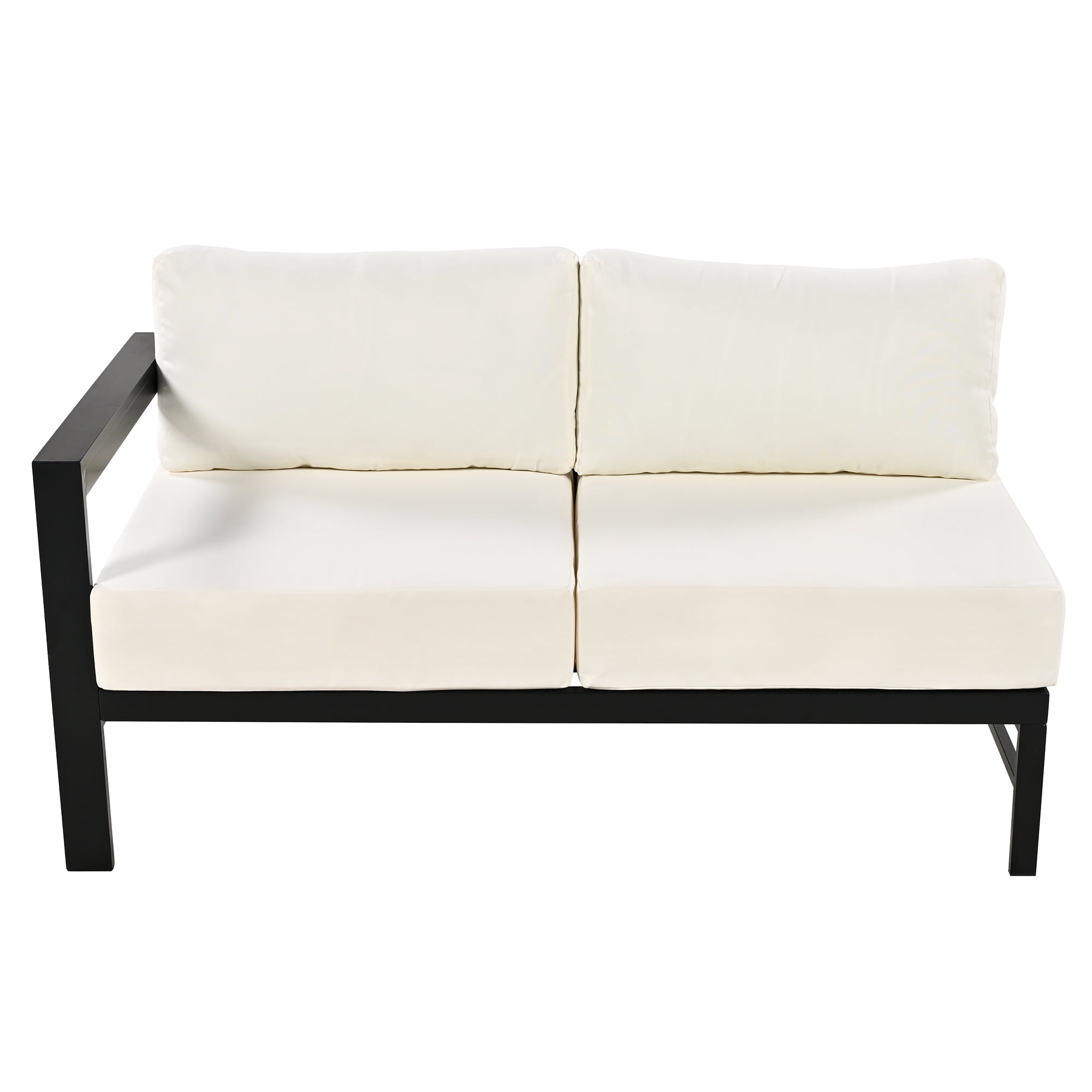 Harper & Bright Designs Outdoor Patio Furniture Set L-Shaped Aluminum Sectional Sofa All-Weather Patio Conversation Set with Cushions for Garden Backyard, White