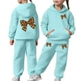 thumbnail image 2 of CONZONE Big Girls Sweatsuits 2Pcs Sets Bow Graphic Hoodies Jogger Sweatpants Outfits Fall Winter Clothes for Girls, 2 of 7