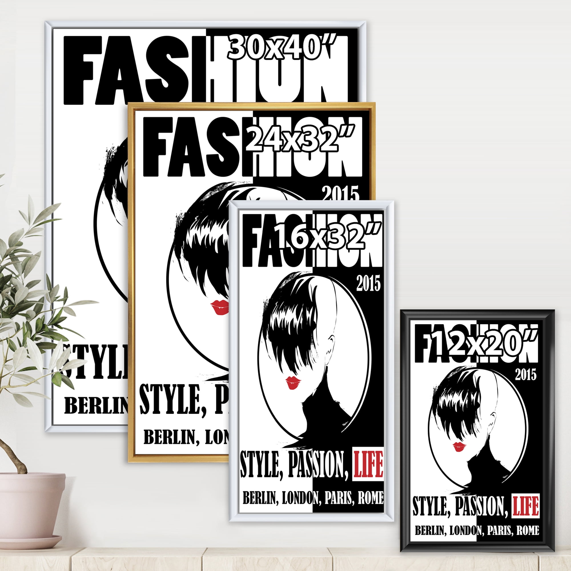Designart 'Style Passion Life Fashion Woman III' Vintage Framed Canvas Wall Art Print