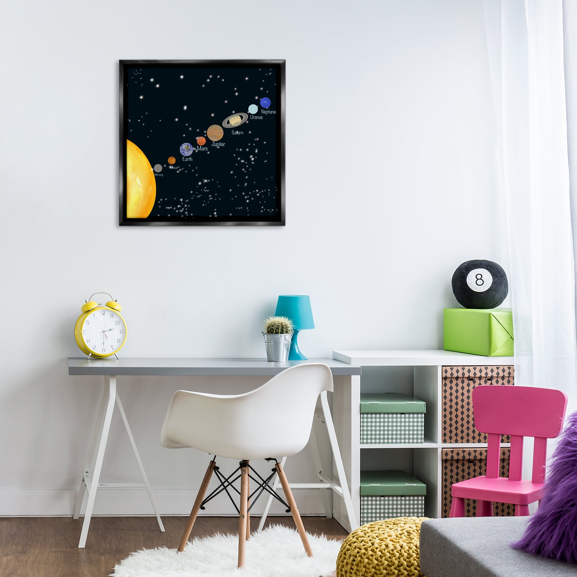 Stupell Industries Solar System Planets Astrology & Stars Painting Black Floater Framed Canvas Art Print Wall Art, 25 x 25
